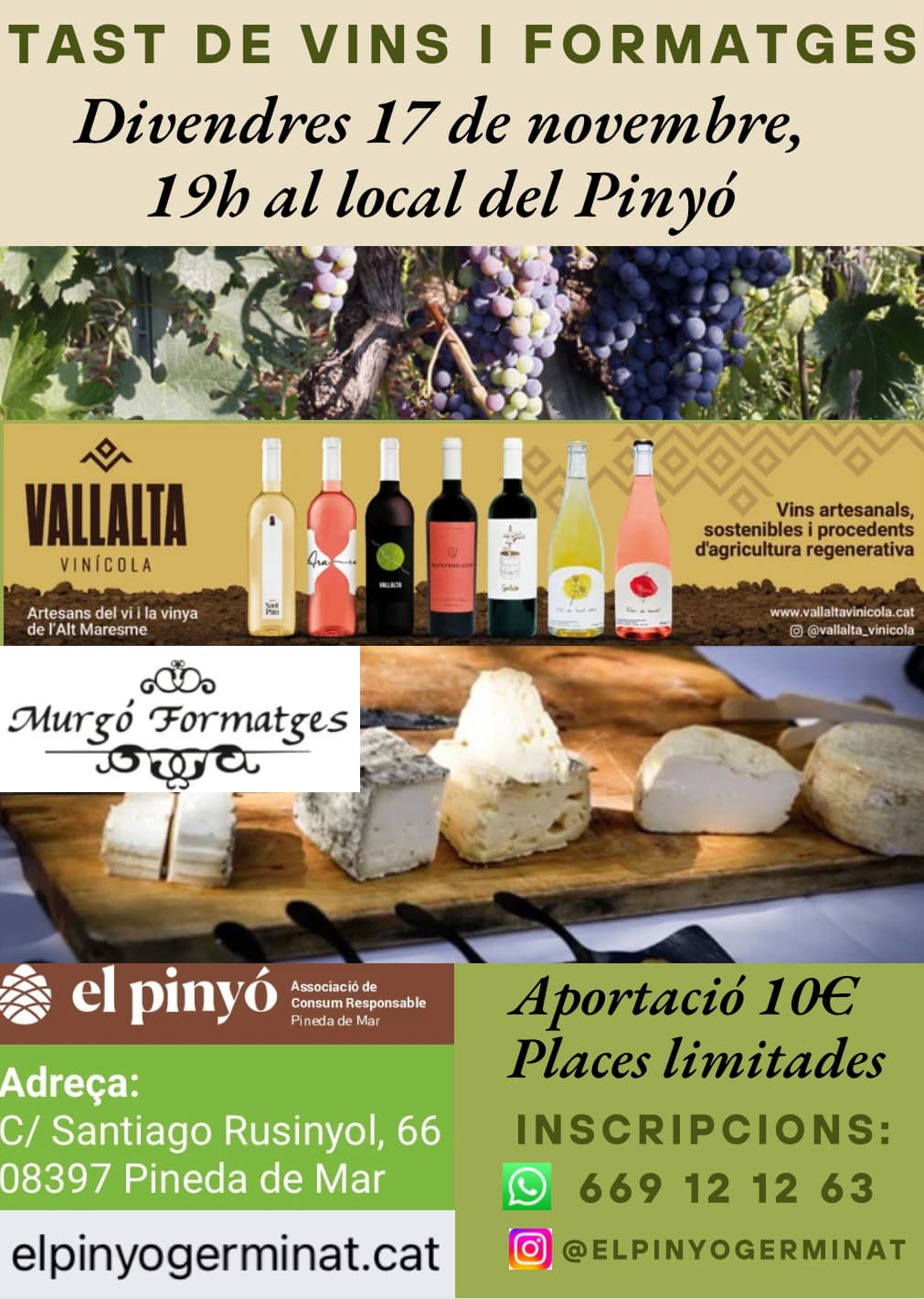 Tast de vins i formatges al pinyó!